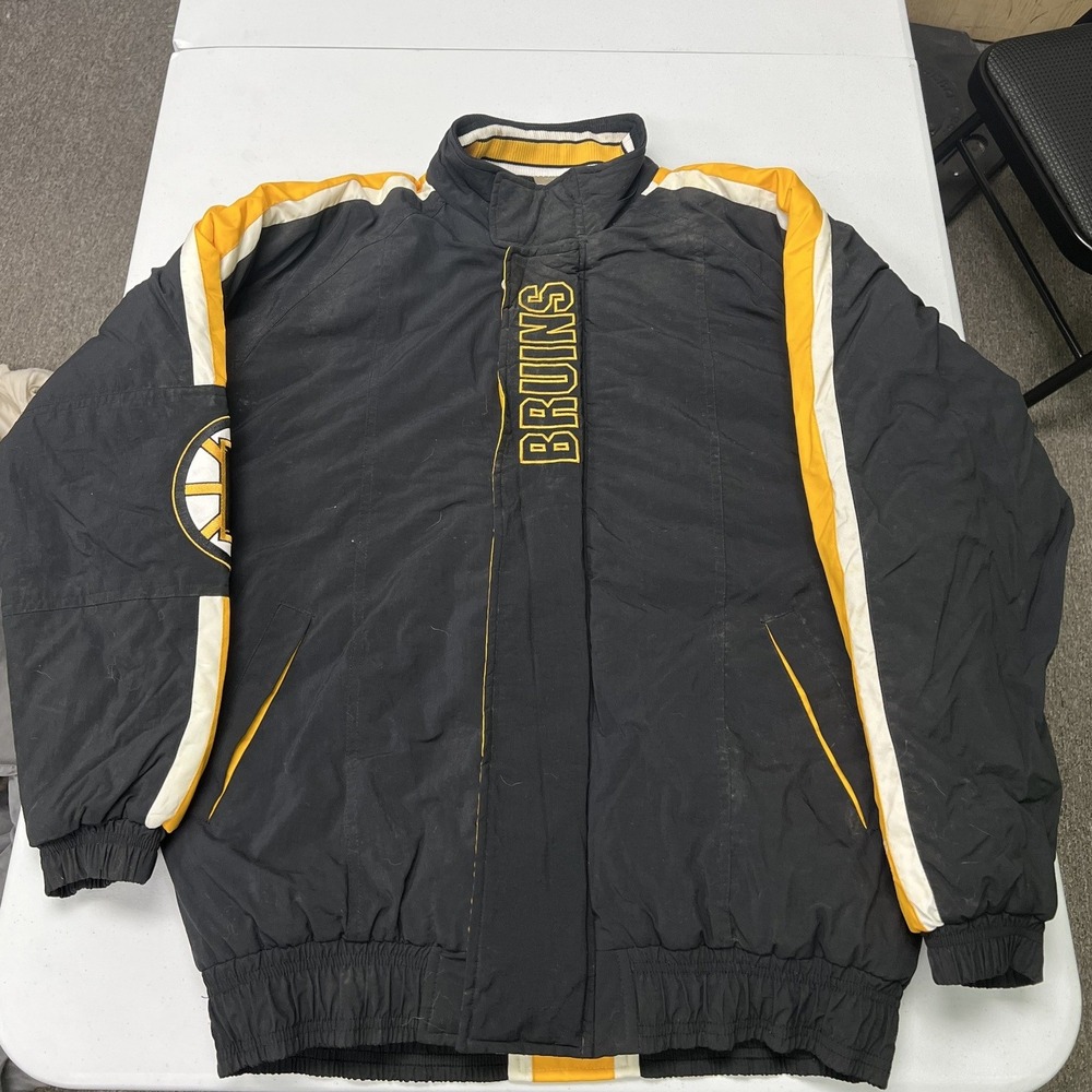 Starter Puffer Jacket Mens S Black Boston Bruins NHL Center Ice Quilted Vintage